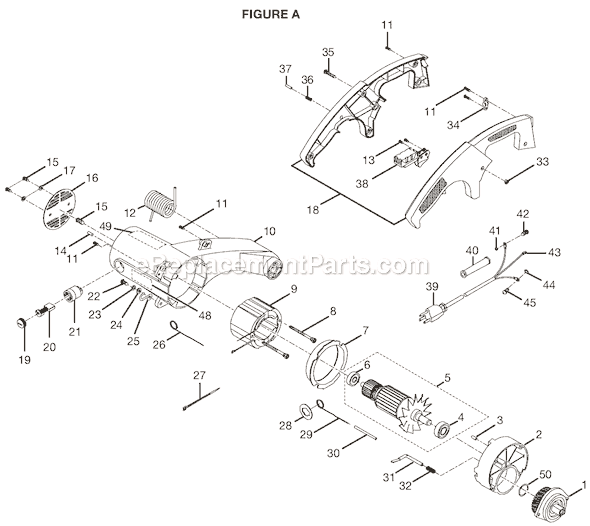 Page A Diagram and Parts List for C358  Ryobi Chop Saw