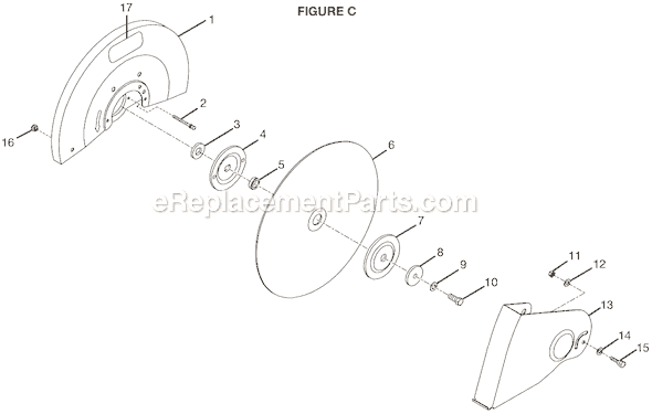 Page C Diagram and Parts List for C358  Ryobi Chop Saw