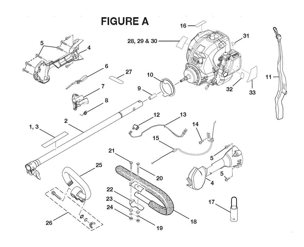 Fig-0 Diagram and Parts List for RY30021  Ryobi Trimmer