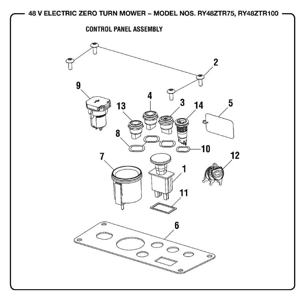 Figure K Diagram and Parts List for RY 48ZTR75 (Rev 01)(099749015)(2019-05) Ryobi Lawn Tractor