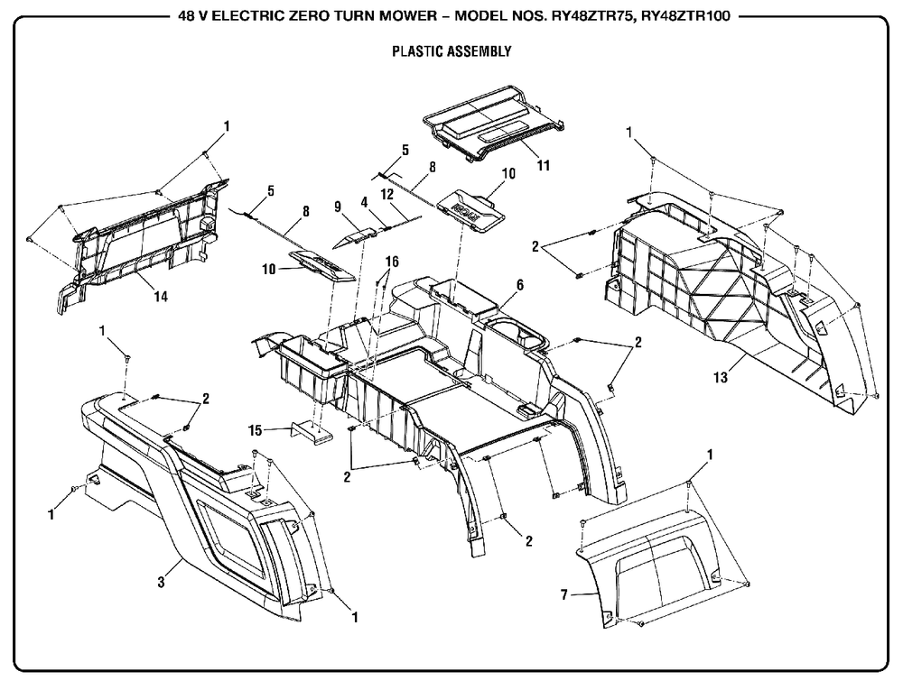 Figure B Diagram and Parts List for RY 48ZTR75 (Rev 01)(099749015)(2019-05) Ryobi Lawn Tractor