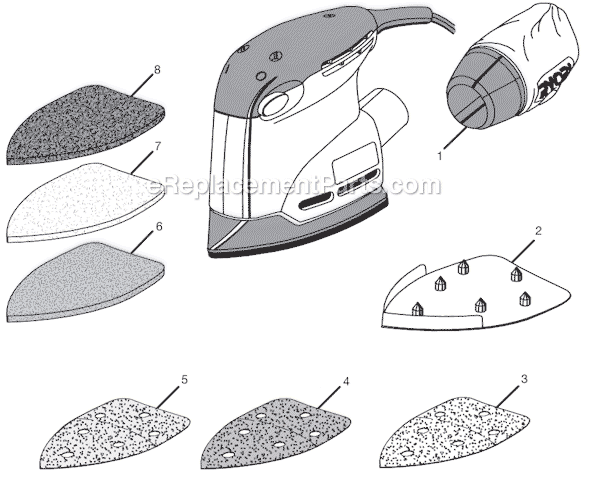 Page A Diagram and Parts List for CFS1501  Ryobi Sander Polisher