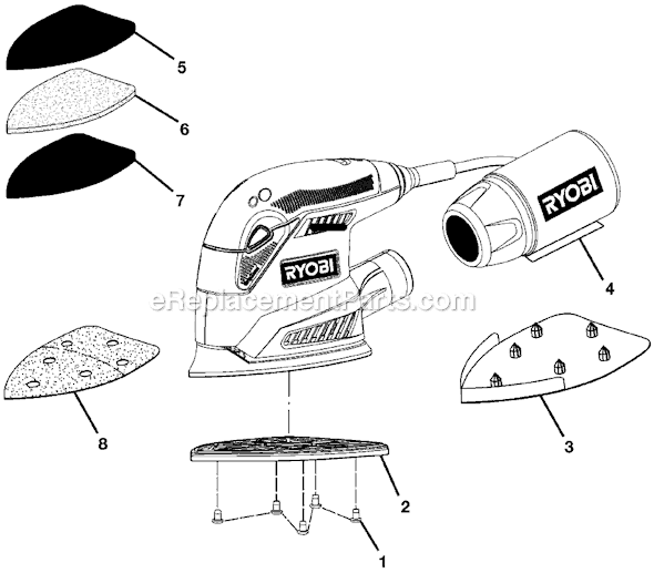 Page A Diagram and Parts List for CFS1503K  Ryobi Sander Polisher