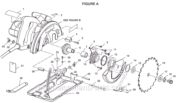 Page A Diagram and Parts List for CSB121  Ryobi Circular Saw