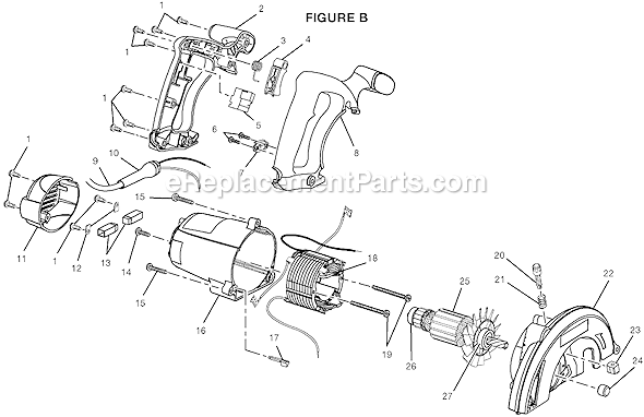 Page B Diagram and Parts List for CSB122  Ryobi Circular Saw