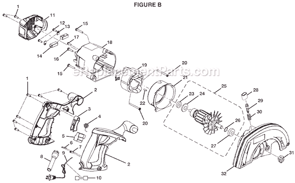 Page B Diagram and Parts List for CSB123  Ryobi Circular Saw