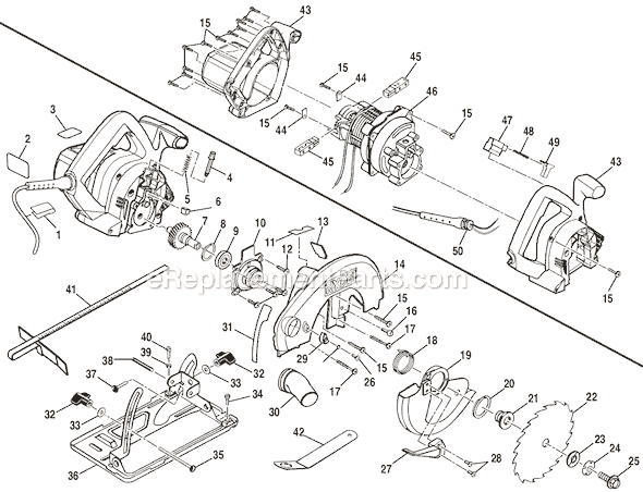 Page A Diagram and Parts List for CSB130  Ryobi Circular Saw
