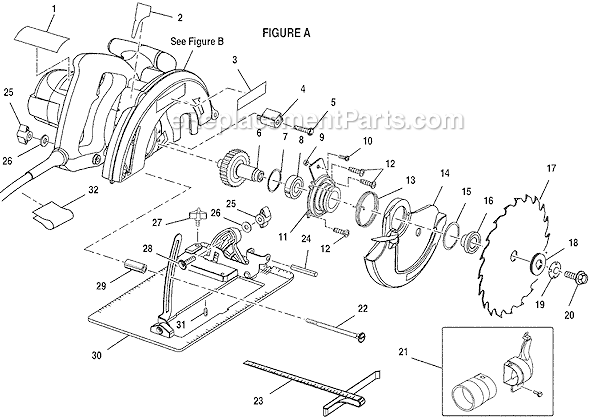 Page A Diagram and Parts List for CSB131K  Ryobi Circular Saw