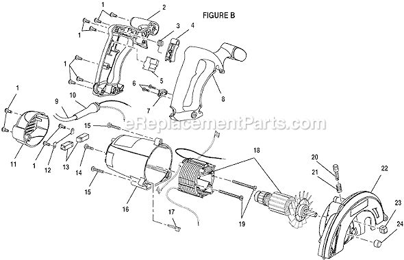 Page B Diagram and Parts List for CSB131K  Ryobi Circular Saw