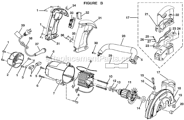 Page B Diagram and Parts List for CSB132L  Ryobi Circular Saw