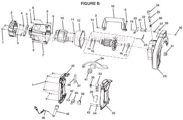 Page B Diagram and Parts List for CSB133L  Ryobi Circular Saw