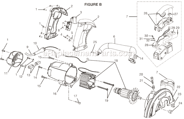 Page B Diagram and Parts List for CSB140LZ  Ryobi Circular Saw