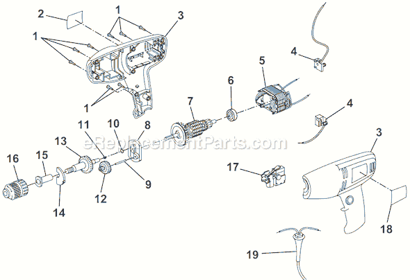 Page A Diagram and Parts List for D28VSR  Ryobi Electric Drill