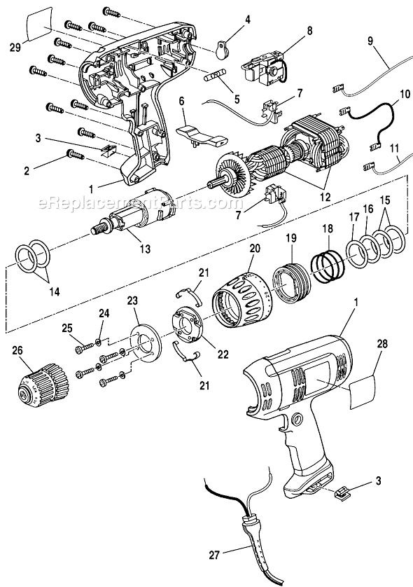Page A Diagram and Parts List for D45C  Ryobi Electric Drill