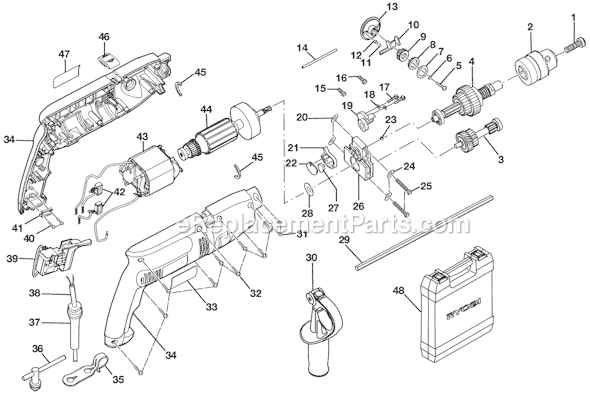 Page A Diagram and Parts List for D551H  Ryobi Hammer Drill