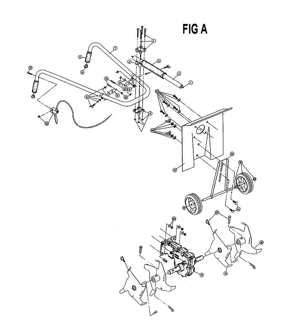 Fig-1 Diagram and Parts List for 400 809061501 Ryobi Tiller