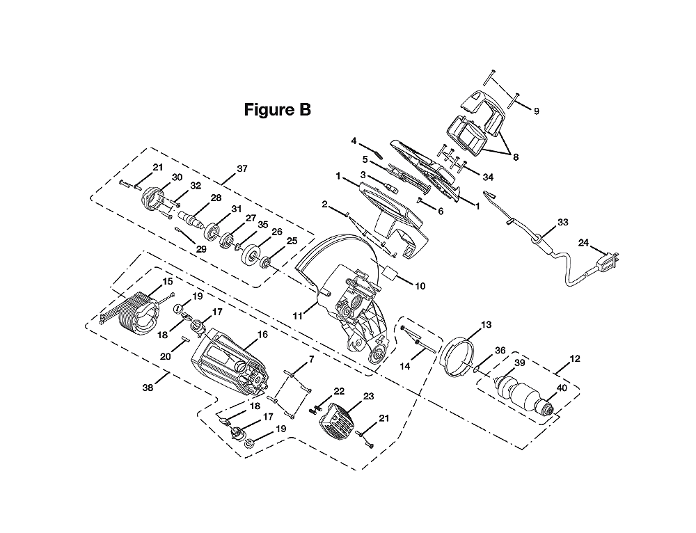 Fig-1 Diagram and Parts List for TS1553  Ryobi Saw