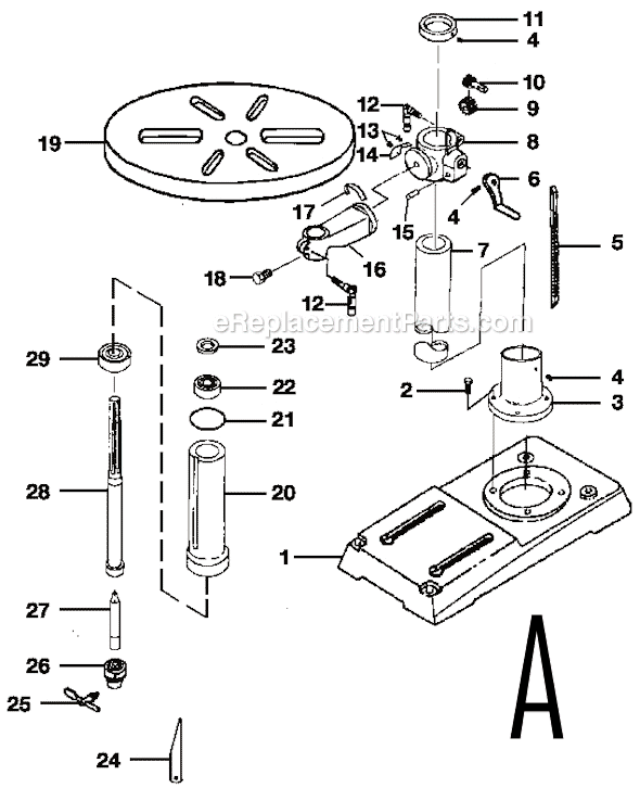 Page A Diagram and Parts List for DP120  Ryobi Drill Press