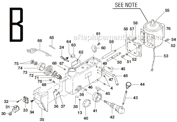 Page B Diagram and Parts List for DP120  Ryobi Drill Press