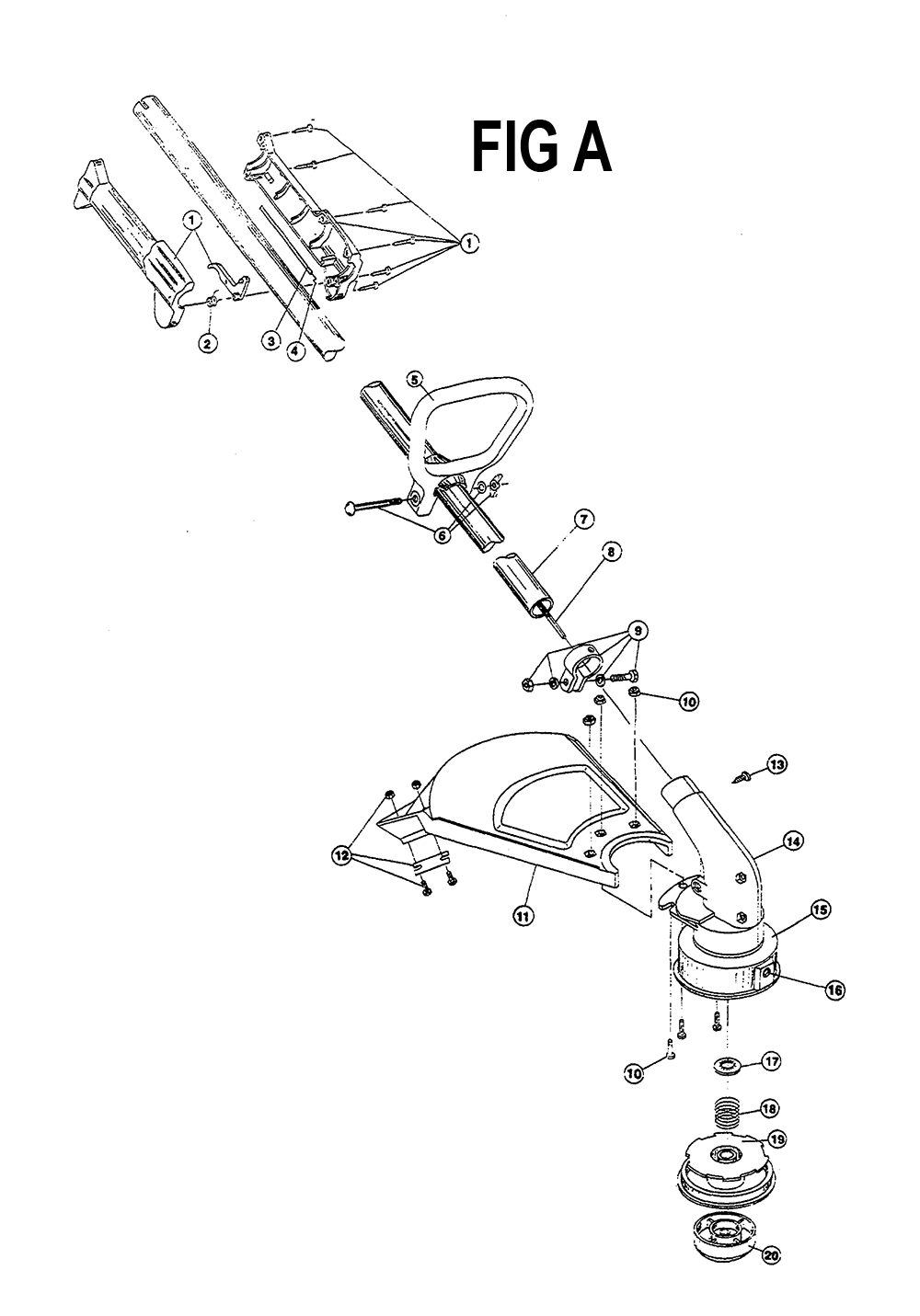 Fig-1 Diagram and Parts List for SINGER-GTS2816 401000001 Ryobi Trimmer