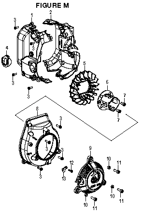 Figure M Diagram and Parts List for RYC I911 LP (Rev 01)(090930329)(2018-07) Ryobi Generator