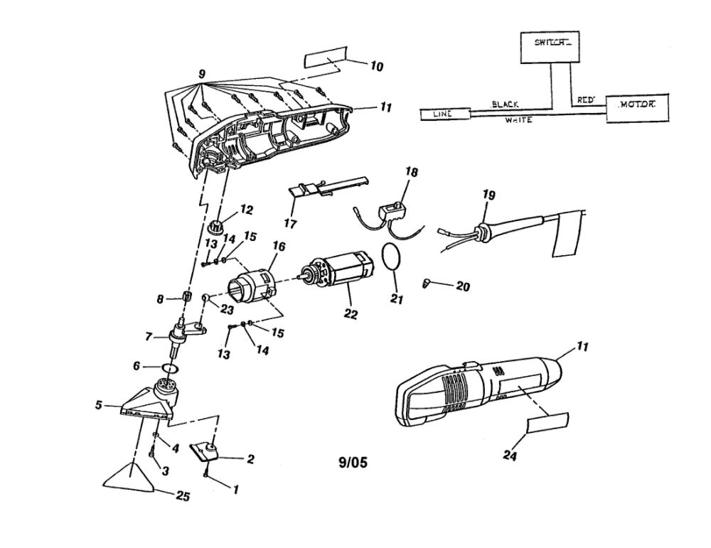 Sander Diagram and Parts List for DS2000  Ryobi Sander