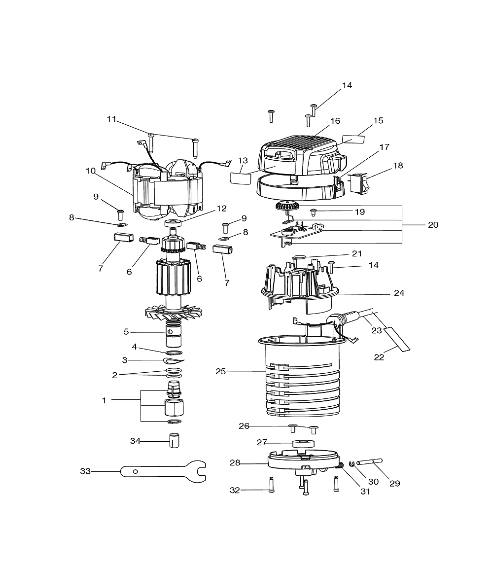 Fig-0 Diagram and Parts List for RE1802M  Ryobi Router