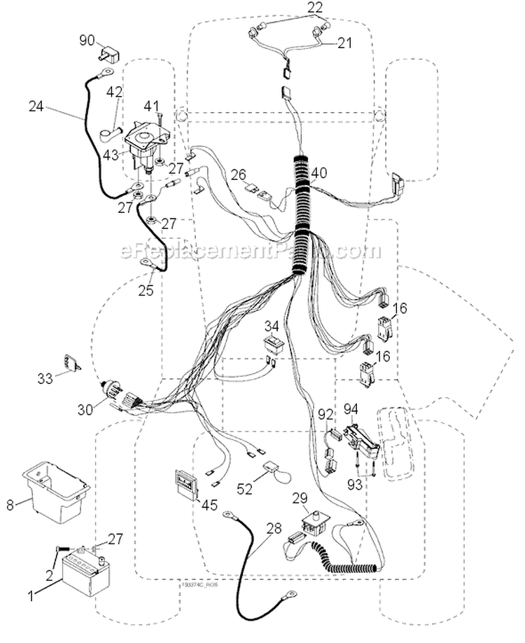 Page A Diagram and Parts List for HDK19H42 96016000400 Ryobi Lawn Tractor