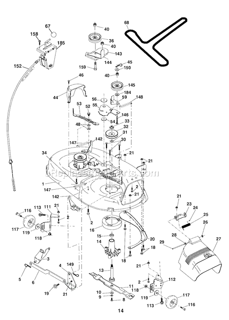 Page G Diagram and Parts List for HDK19H42 96016000400 Ryobi Lawn Tractor