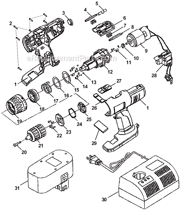 Page A Diagram and Parts List for HP1442MK2F  Ryobi Cordless Drill