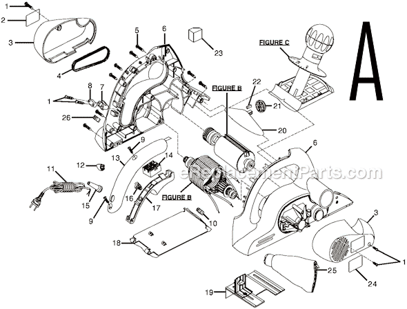 Page A Diagram and Parts List for HPL50  Ryobi Planer Jointer