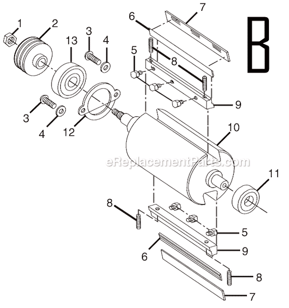Page B Diagram and Parts List for HPL50  Ryobi Planer Jointer