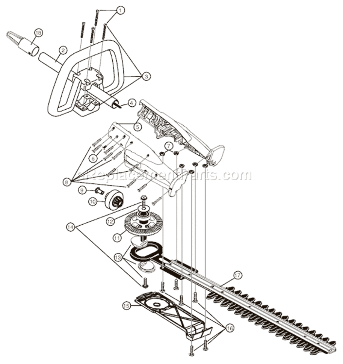 Page A Diagram and Parts List for HS720R 41AJHS-A054 Ryobi Hedge Trimmer