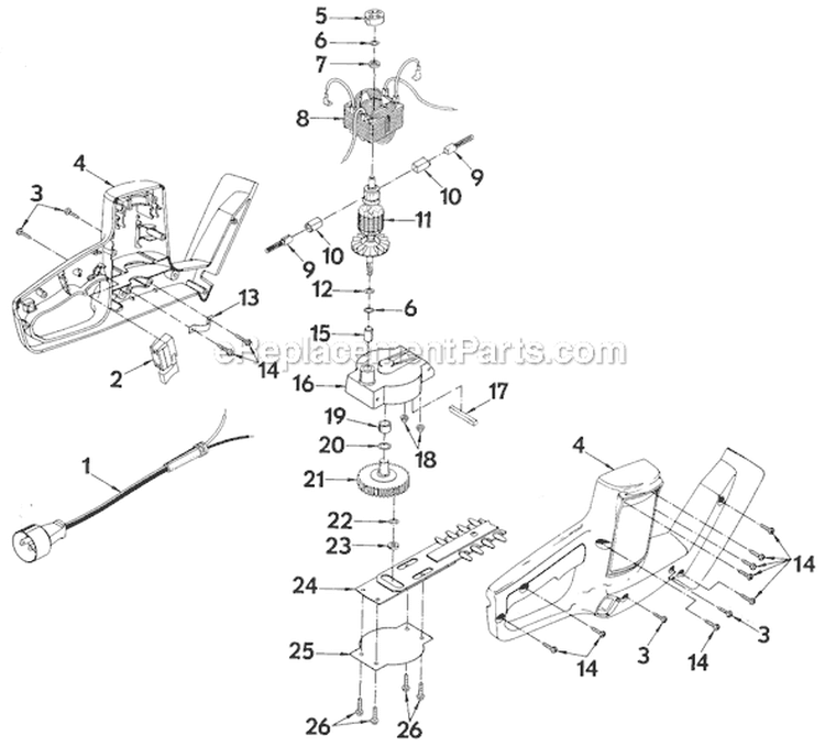 Page A Diagram and Parts List for HT622  Ryobi Hedge Trimmer