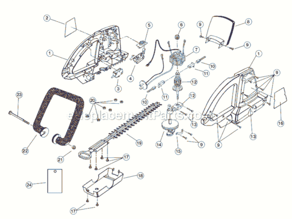 Page A Diagram and Parts List for HT920DR 80001-9815 Ryobi Hedge Trimmer