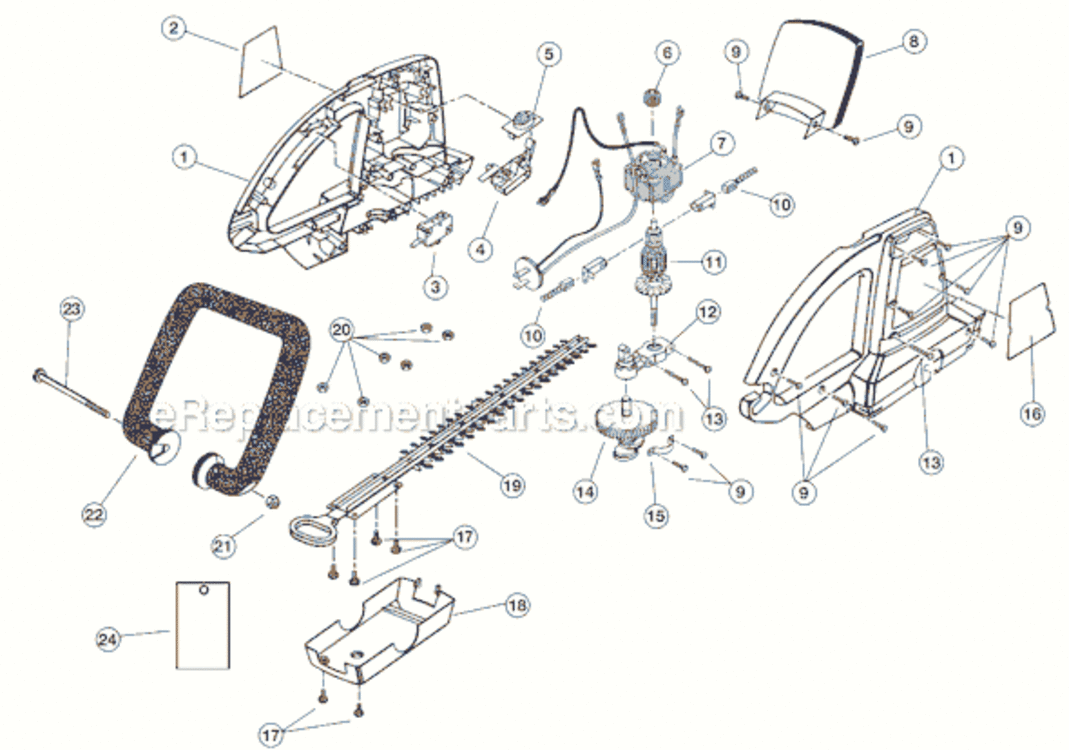 Page A Diagram and Parts List for HT924DR 101000000 Ryobi Hedge Trimmer