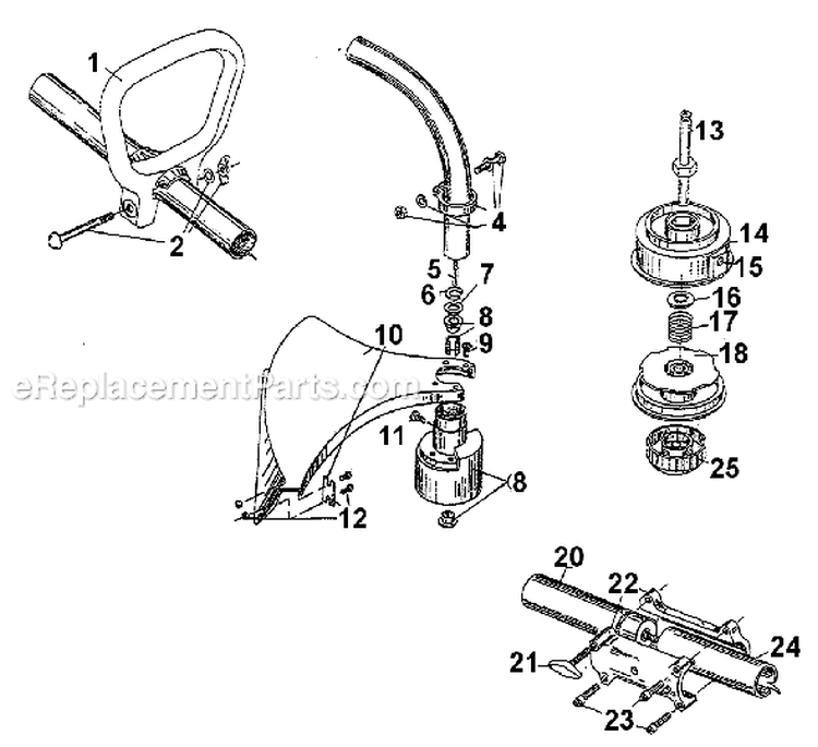 Page B Diagram and Parts List for 120 IDC  989001-211011805 Ryobi Trimmer