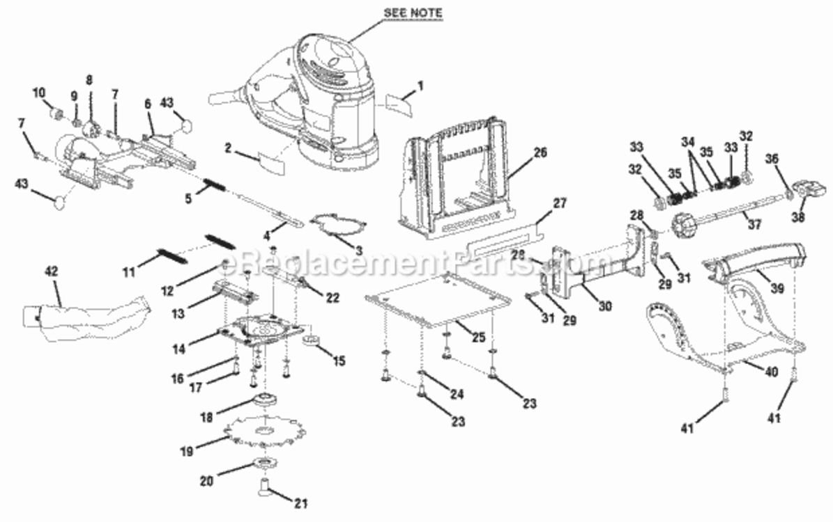 General_Assembly Diagram and Parts List for JM82G  Ryobi Biscuit Joiner