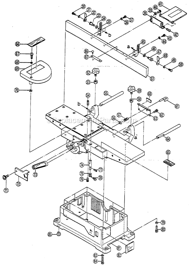 Page A Diagram and Parts List for JP-155  Ryobi Planer Jointer