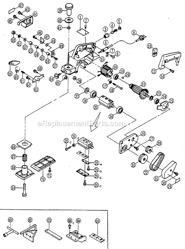 Page A Diagram and Parts List for L1323ALS  Ryobi Planer Jointer