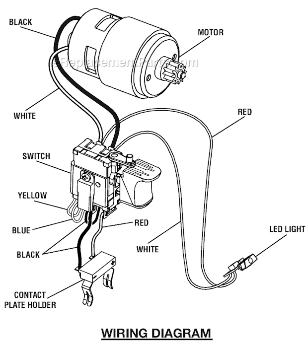 Page B Diagram and Parts List for P208B  Ryobi Cordless Drill