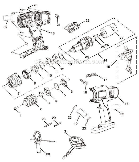Page A Diagram and Parts List for P210  Ryobi Hammer Drill