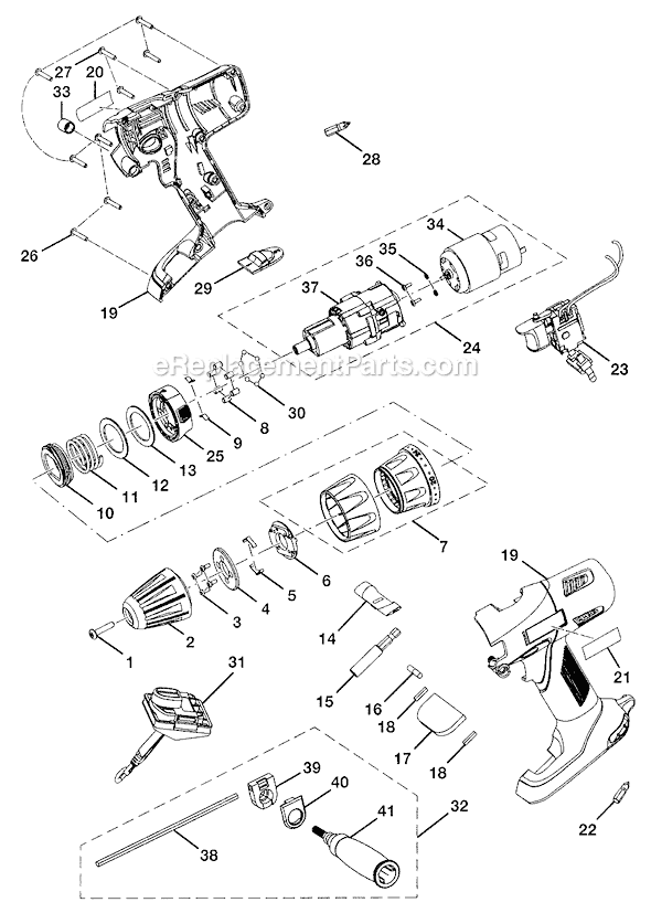 Page A Diagram and Parts List for P211  Ryobi Hammer Drill