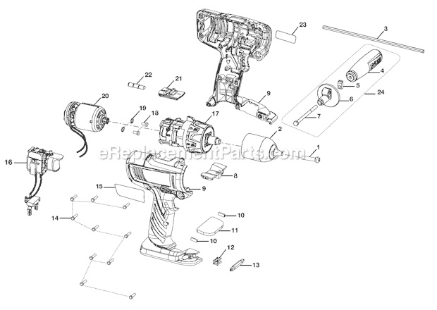 Page A Diagram and Parts List for P212G  Ryobi Hammer Drill