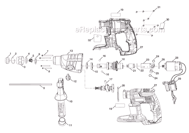 Page A Diagram and Parts List for P221  Ryobi Hammer Drill