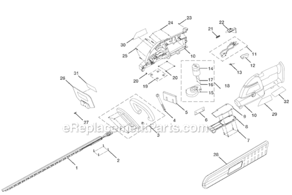 Page A Diagram and Parts List for P2600A  Ryobi Hedge Trimmer