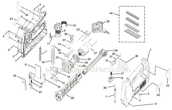 Page A Diagram and Parts List for P300  Ryobi Nailer