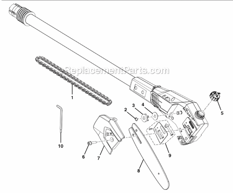 Page A Diagram and Parts List for P4360  Ryobi Pole Saw