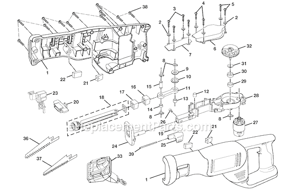 Page A Diagram and Parts List for P510  Ryobi Reciprocating Saw