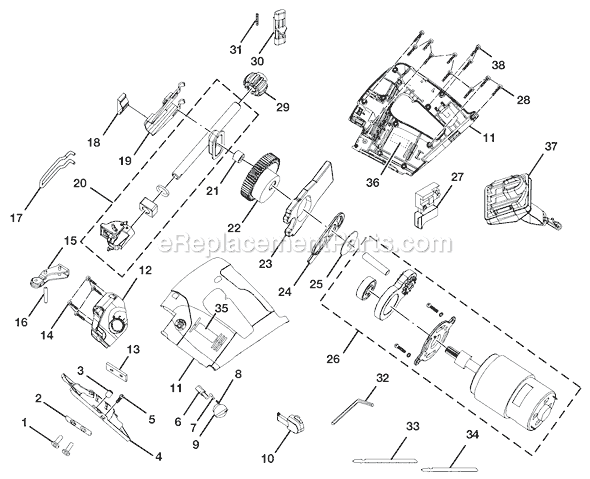 Page A Diagram and Parts List for P520  Ryobi Jig Saw